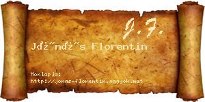 Jónás Florentin névjegykártya